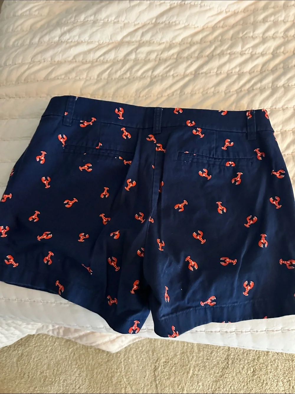 J. Crew Navy High-Waist Shorts with Red Lobsters